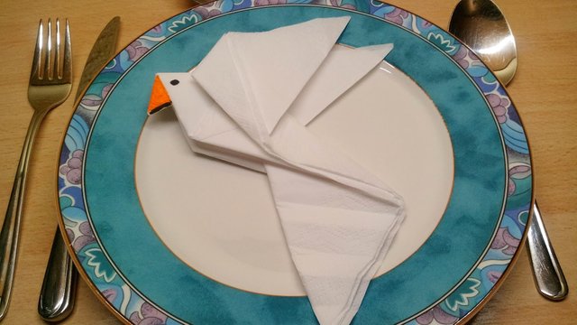 Taube Illustrierte Servietten Faltanleitung Photographed