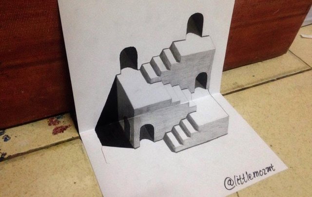 3d Drawing Of The Stairs Optical Illusion Steemit