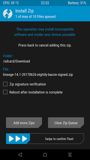 Installing a new ROM in TWRP