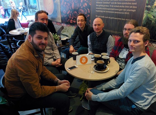 Participants of the first Bitcoin meetup in Uppsala