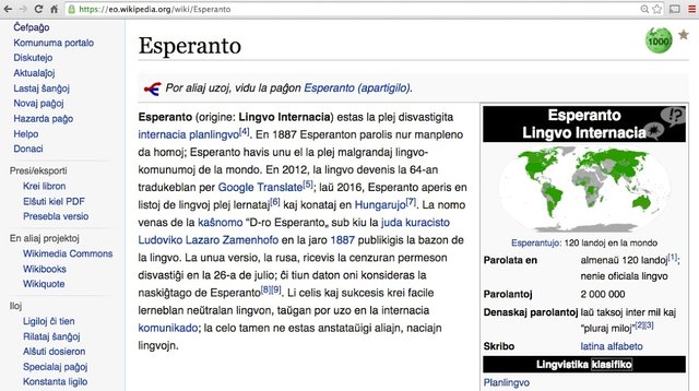 Wikipedia article in Esperanto