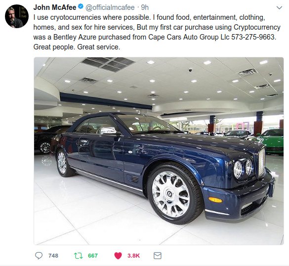 John McAfee Hooker Tweet