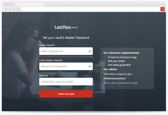 LastPass master password setup