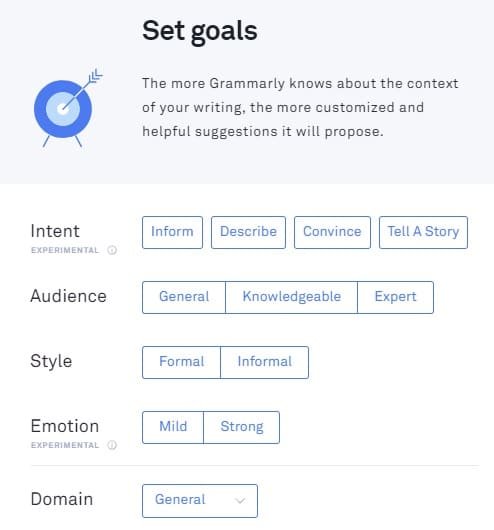 Set Goals with Grammarly