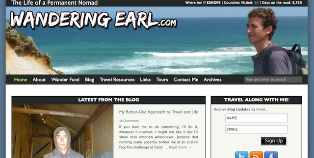 the wandering earl travel blog screenshot