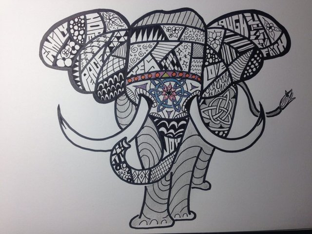 Elephant art doodle by Meredith Loughran