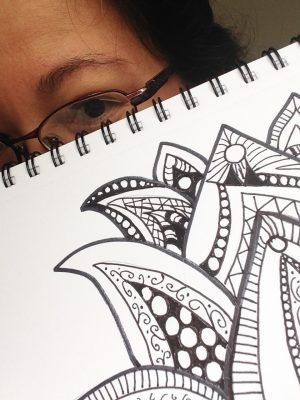 Water Lily - Lotus Flower by Meredith Loughran, art, doodling, mandala