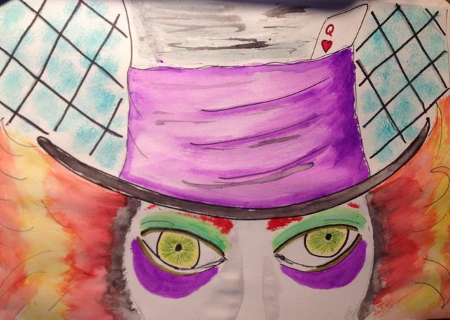 Mad as a Hatter by Meredith Loughran, art, watercolors, sketch