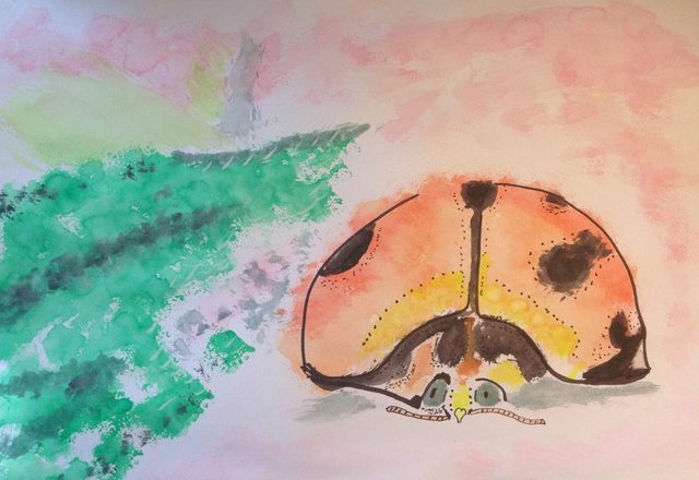 Friendly Ladybug by Meredith Loughran, art, watercolors, drawing, painting