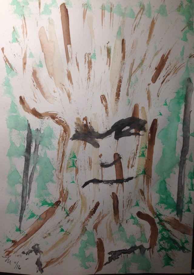 Old Man in the Tree by Meredith Loughran, art, watercolors, drawing, painting