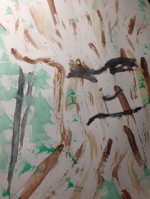 Old Man in the Tree by Meredith Loughran, art, watercolors, drawing, painting