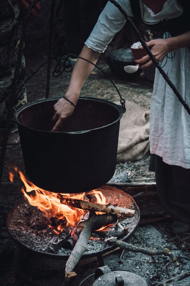 Wood below Fire form the image of The Cauldron in the I Ching