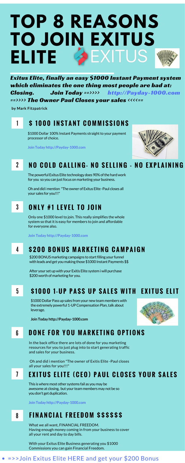 Top 8 Reasons to Join Exitus Elite Infographic