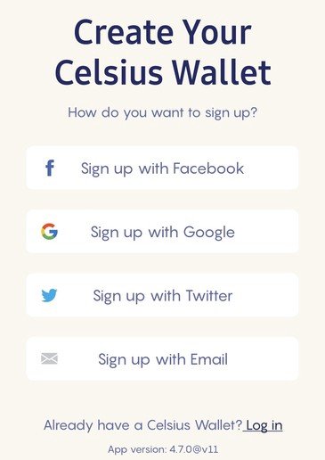 Create Celsius Wallet options