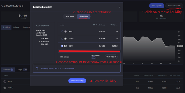 Remove liquidity from balancer