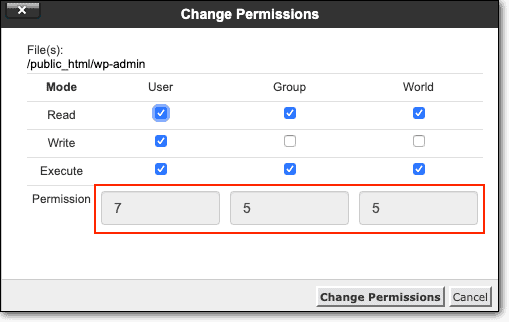 WP file permission