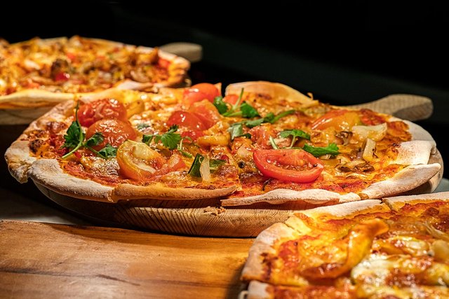 Pizza on a wooden board