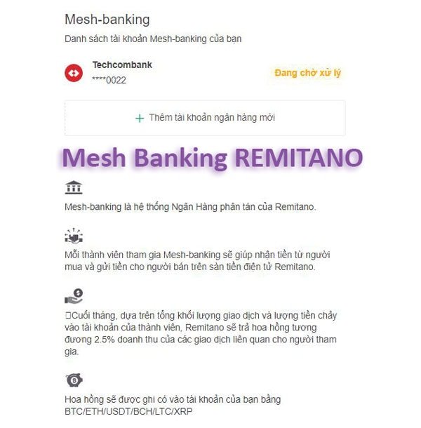 tính năng mesh banking remitano