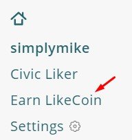 earn likecoin menu