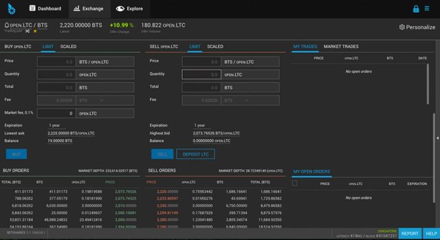 BitShares UI main trading view