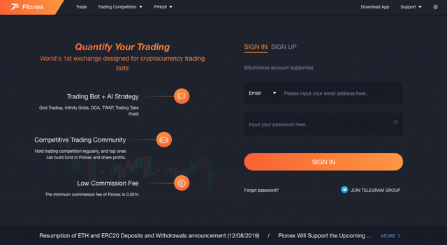 Pionex website