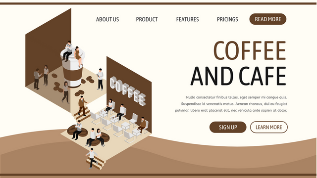 Isometric Diagram template: Coffee Shop Isometric Diagrams (Created by InfoART's        marker)