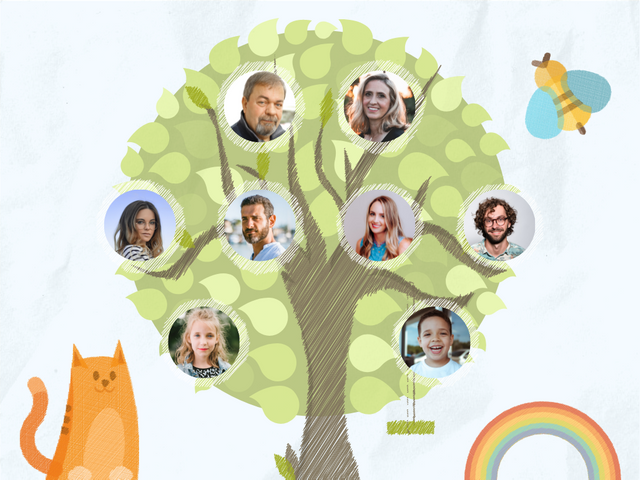 collages.templates.family-trees.type-name template: Cute Children Sketch Family Tree (Created by InfoART's  marker)