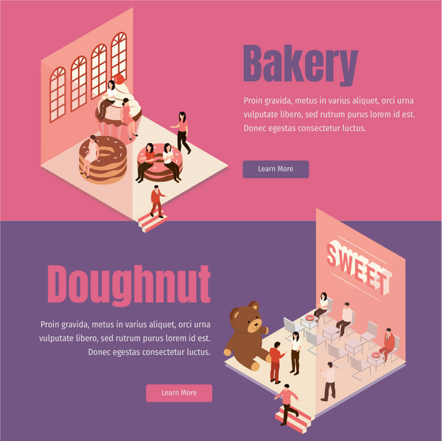 Isometric Diagram template: Bakery Doughnut Store (Created by InfoART's        marker)