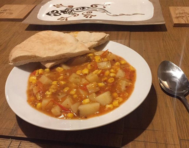 Tomato, Sweetcorn and Potato Soup