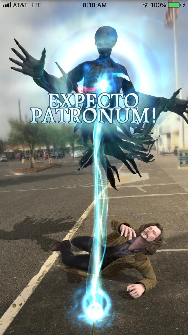 screenshot of casting Expecto Patronum in Harry Potter: Wizards Unite