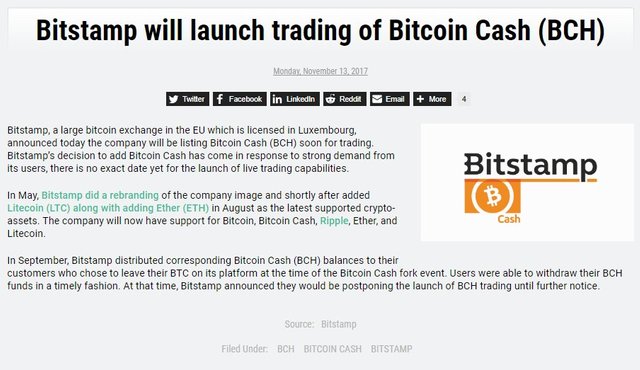 Bitstamp Will Only List BCHABC