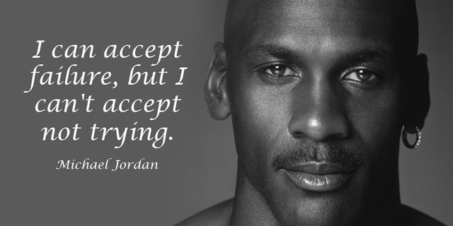 I can accept failure, but I cant accept not trying. - Michael Jordan