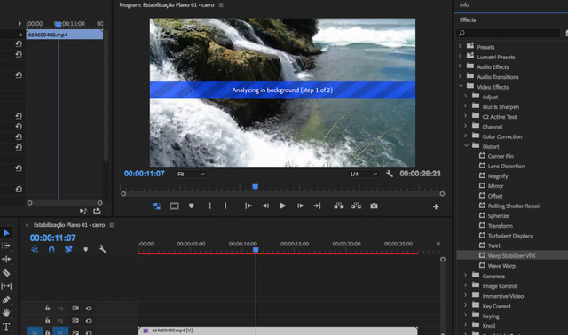 Como estabilizar imagens tremidas no Adobe Premiere analise
