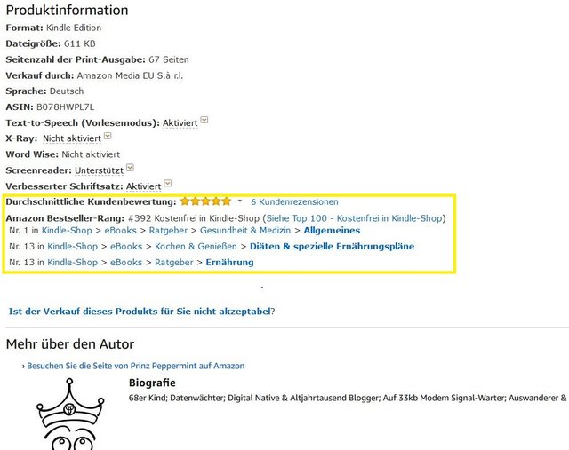 Amazon listing Abnehmratgeber Prinz Peppermint Düm wie 1 Lauch