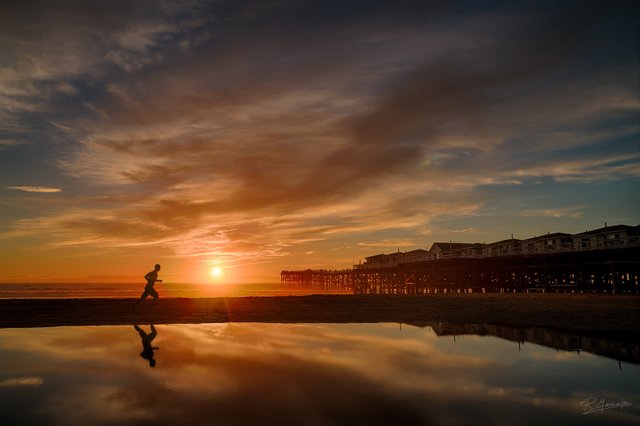 Runner-Pacific-Beach-Pier-San-Diego-Sunset-Running-Landscape-Fine-Art-Photography-Rudy-Gonzales