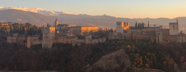 Alahambra, the crown of Granada. A predominately moorish fortification sitting against the backdrop of the Sierra Nevada.