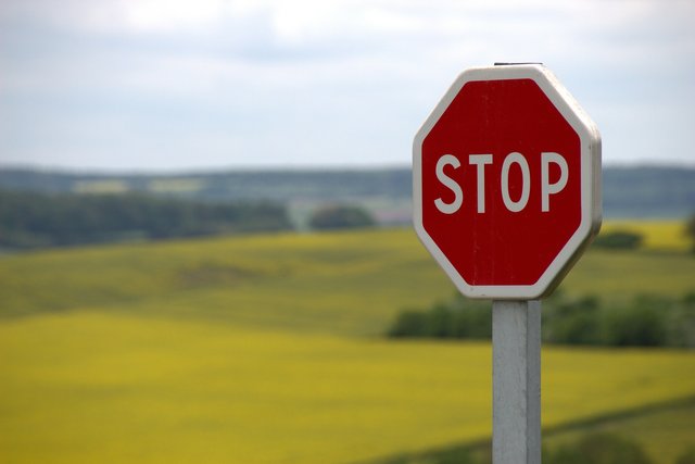 A stop sign in the countryside