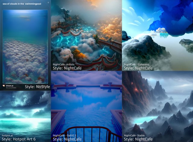 AI Art comparison: Sea of Clouds in the  Swimmingpool