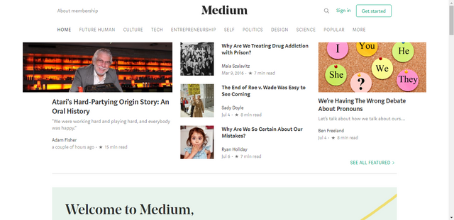Screenshot of Medium