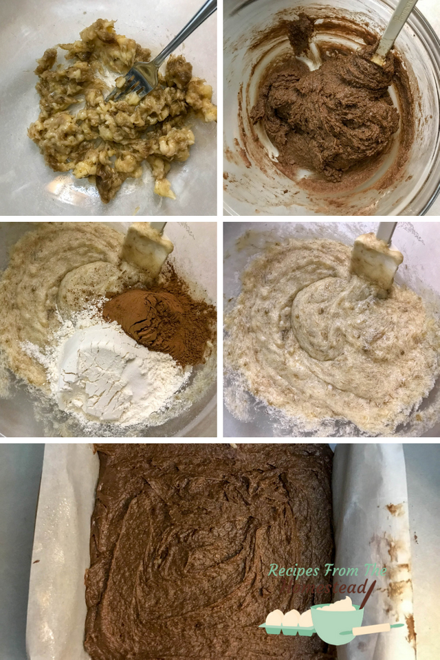process of making peanut butter banana brownies