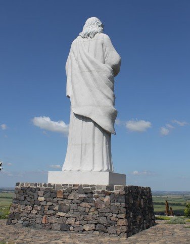 The Jesus Statue in Tarcal seen from behind