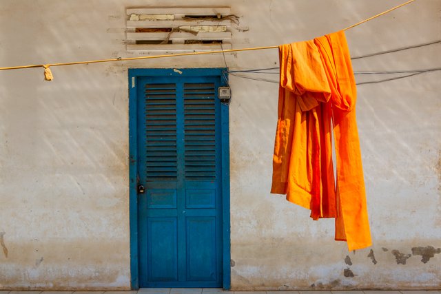 Monks Robes Drying outside a Monastery