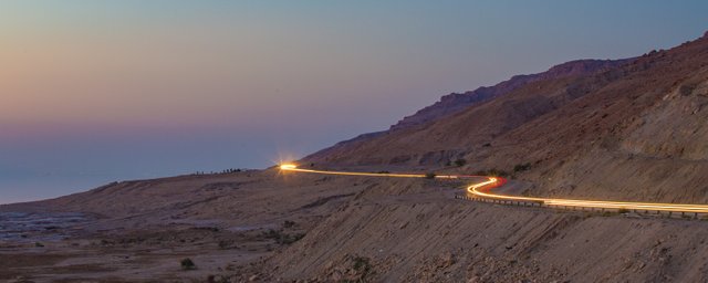 The Jordan Valley Highway after dark