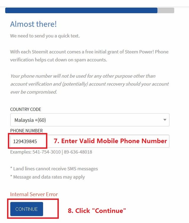 Steemkr New Signup Phone Verification Error Unable To Verify Phone Please Try Again Later Steemit