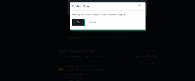 Clicking remove vote opens a confirmation dialog on steemit.com