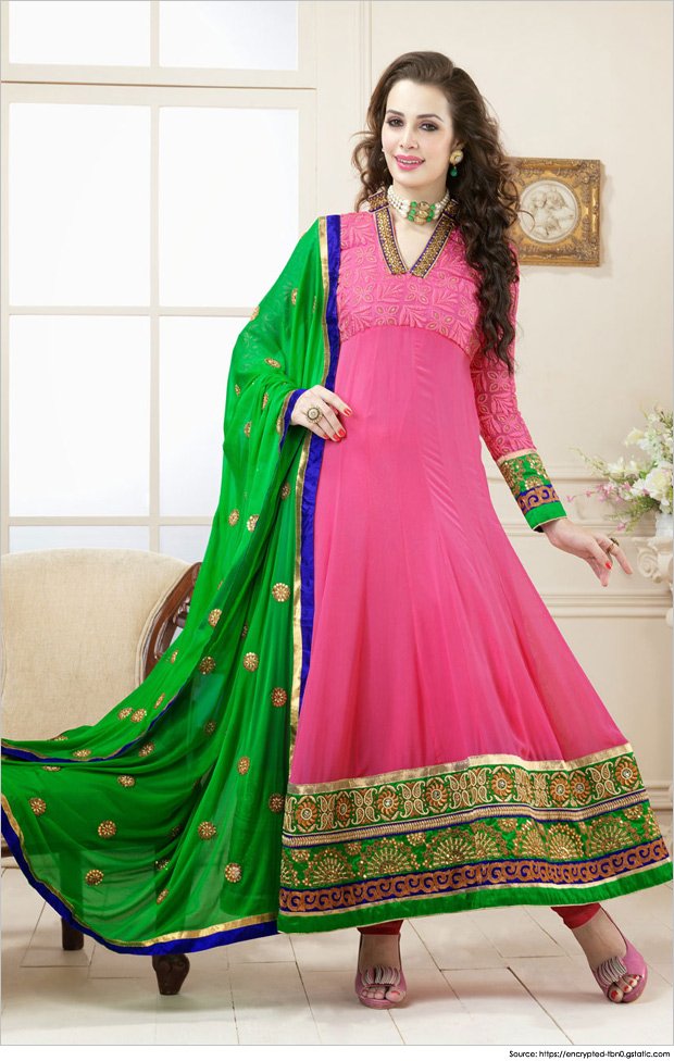 floor-length-anarkali-dresses-Pink-and-Green-Anarkali-print-dress.jpg