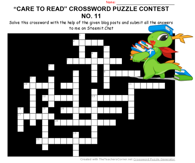 ANNOUNCING CARE TO READ CROSSWORD PUZZLE NO 11: HINTS (TOTAL 150