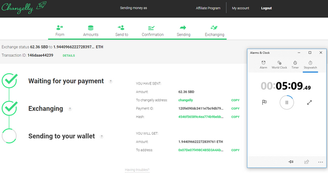 exchanging sbd to eth with timer changelly.png