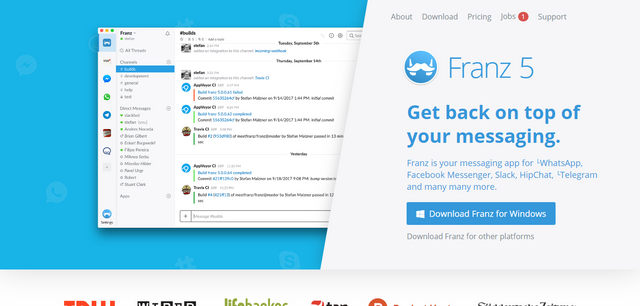 Franz – a free messaging app for Slack  Facebook Messenger  WhatsApp  Telegram and more.png