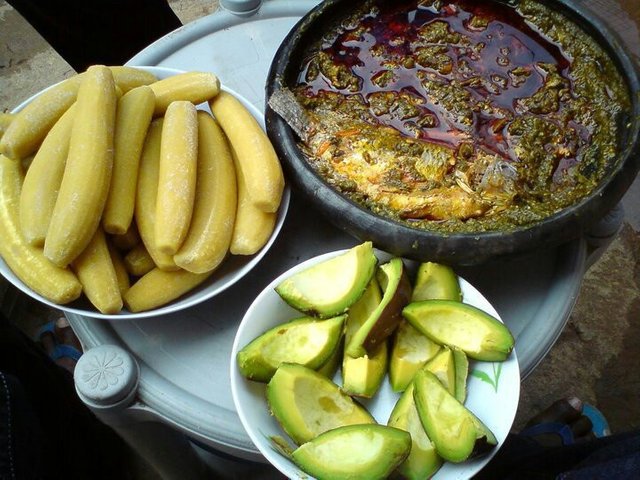 Plantain_and_kontomire_stew_with_pear_and_koobi%28smoked_tilapia%29..jpg